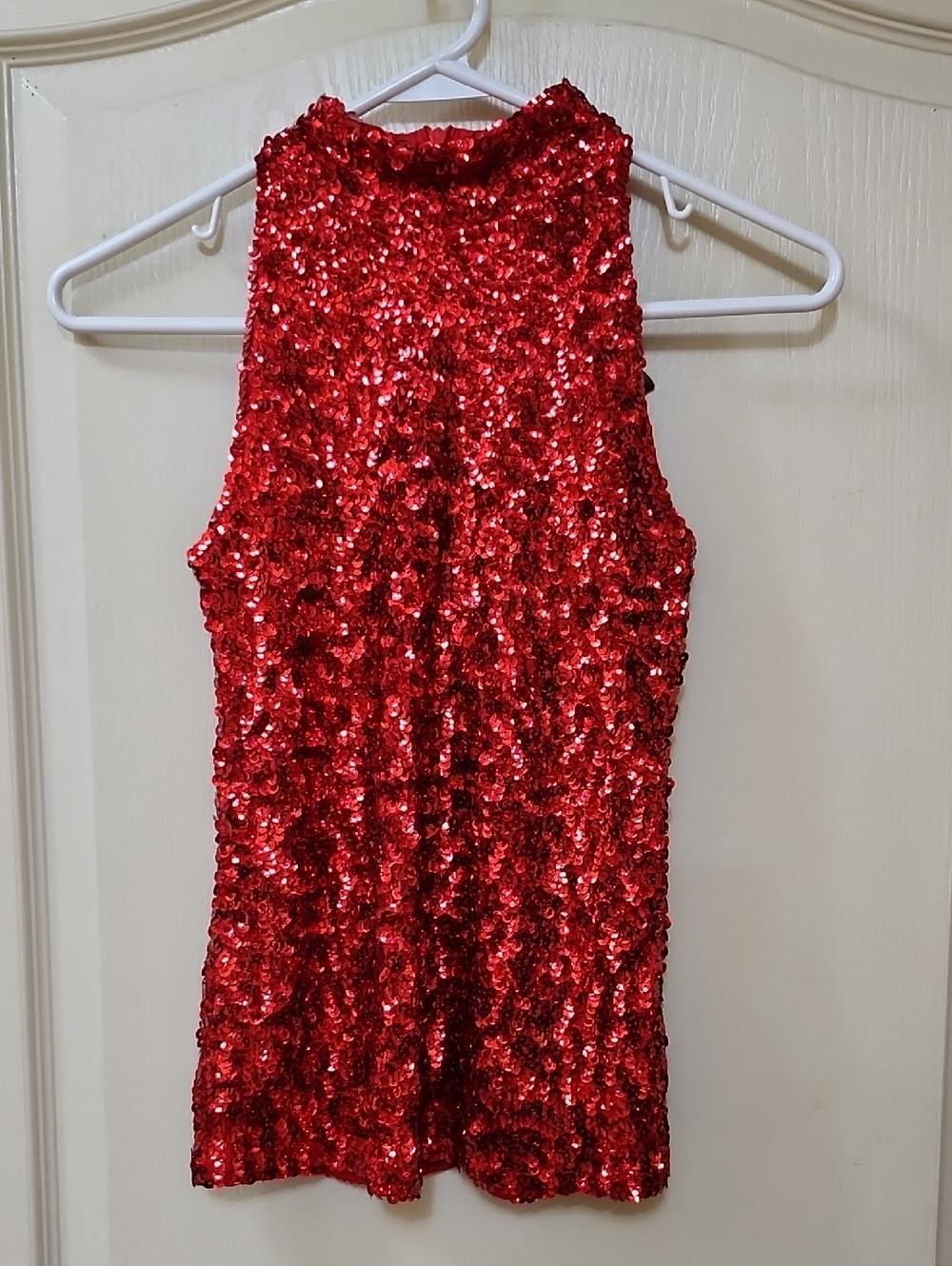 ALEXANDRA MOCK NECK RED SEQUIN YOUTH TOP